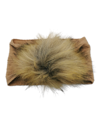 Chocolate Brown Faux Fur Pom Cable Knit Headwrap - Betty Brown Boutique Ltd