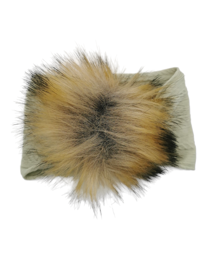 Sage Faux Fur Pom Cable Knit Headwrap - Betty Brown Boutique Ltd