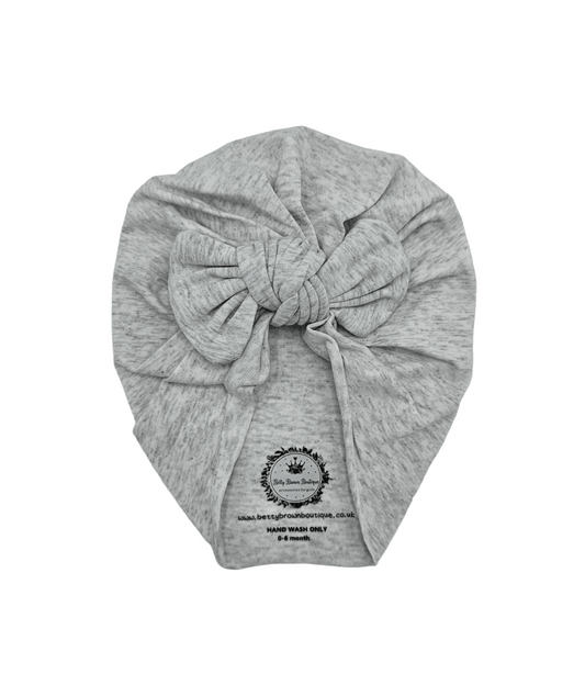 Light Grey Turban hat With Bow - Betty Brown Boutique Ltd
