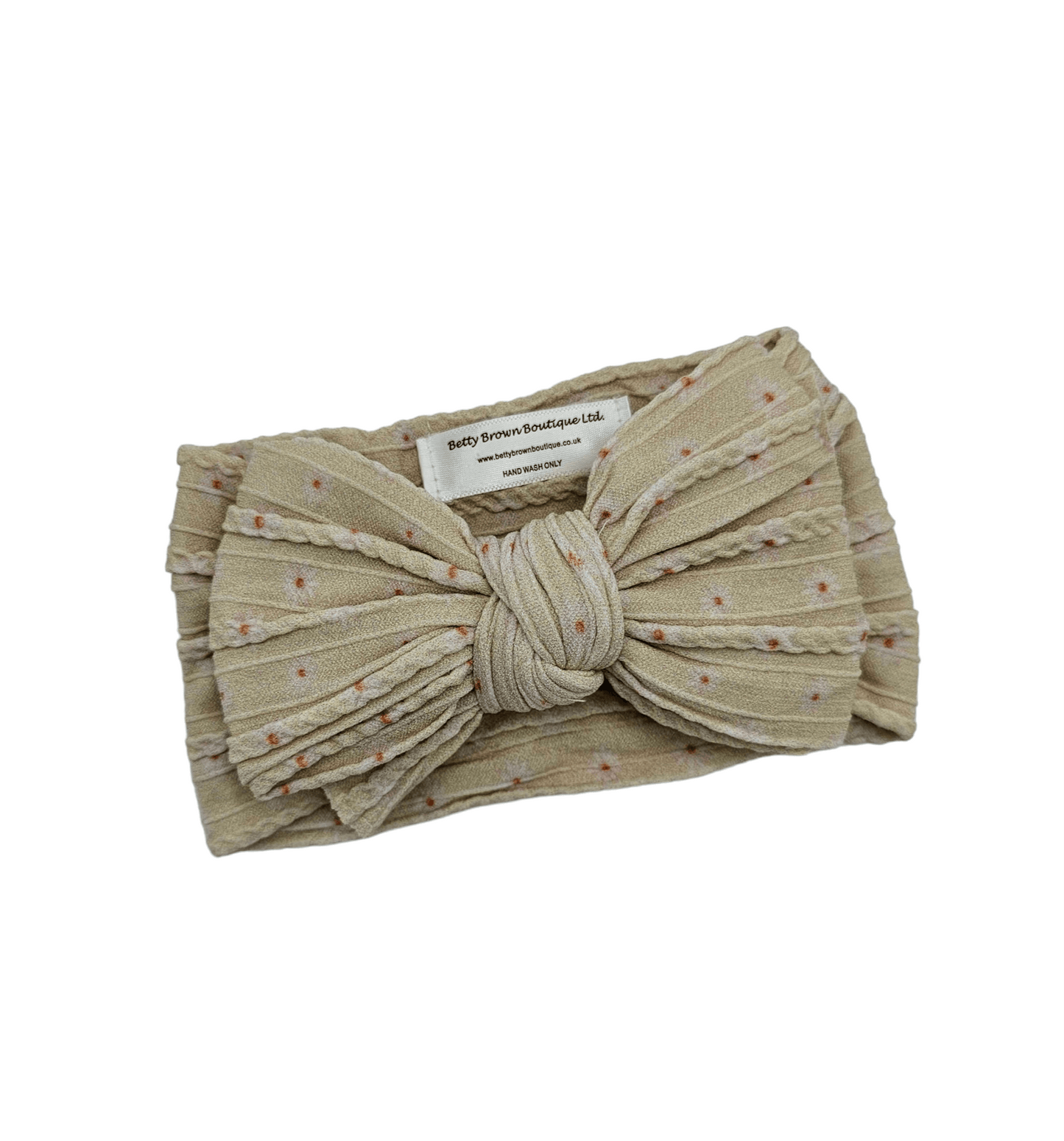 Sand Daisy Larger Bow Cable Knit Headwrap - Betty Brown Boutique Ltd