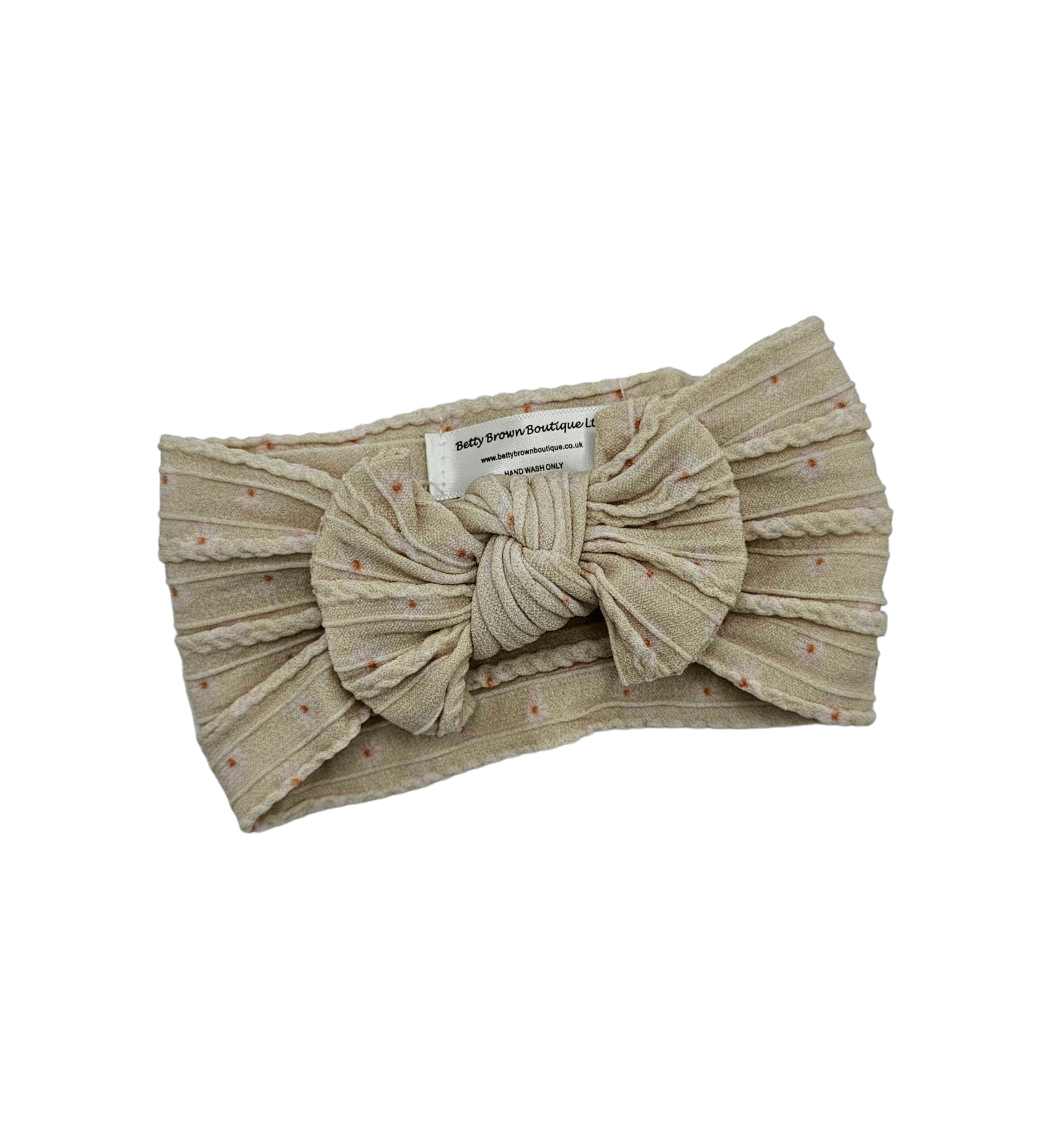 Sand Daisy Smaller Bow Cable Knit Headwrap - Betty Brown Boutique Ltd