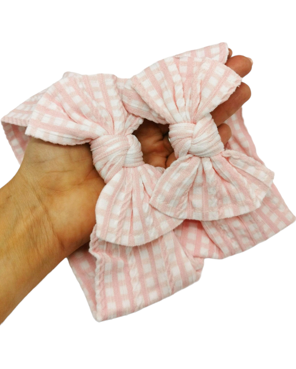 Pink Gingham Cable Knit Mummy and Me Matching Headwraps - Betty Brown Boutique Ltd