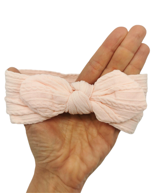 Baby Pink Cable Knit Bunny Ears Headwrap