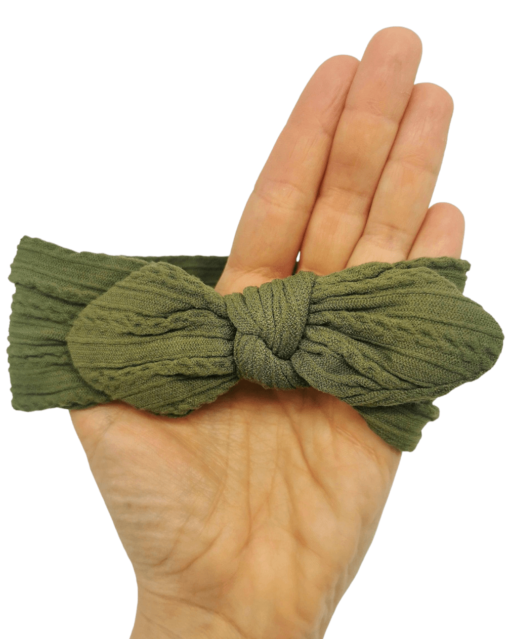 Khaki Green Cable Knit Bunny Ears Headwrap - Betty Brown Boutique Ltd