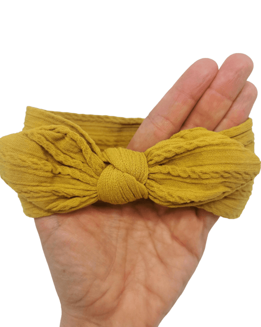 Mustard Cable Knit Bunny Ears Headwrap - Betty Brown Boutique Ltd