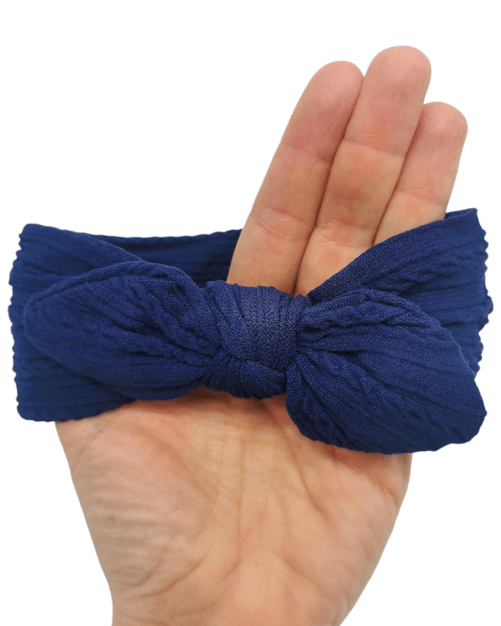 Navy Blue Bunny Ears Cable Knit Headwrap - Betty Brown Boutique Ltd