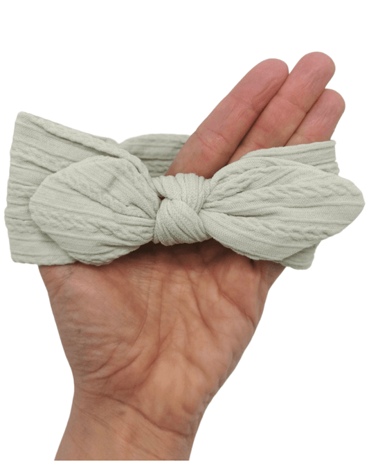 Sage Cable Knit Bunny Ears Headwrap - Betty Brown Boutique Ltd