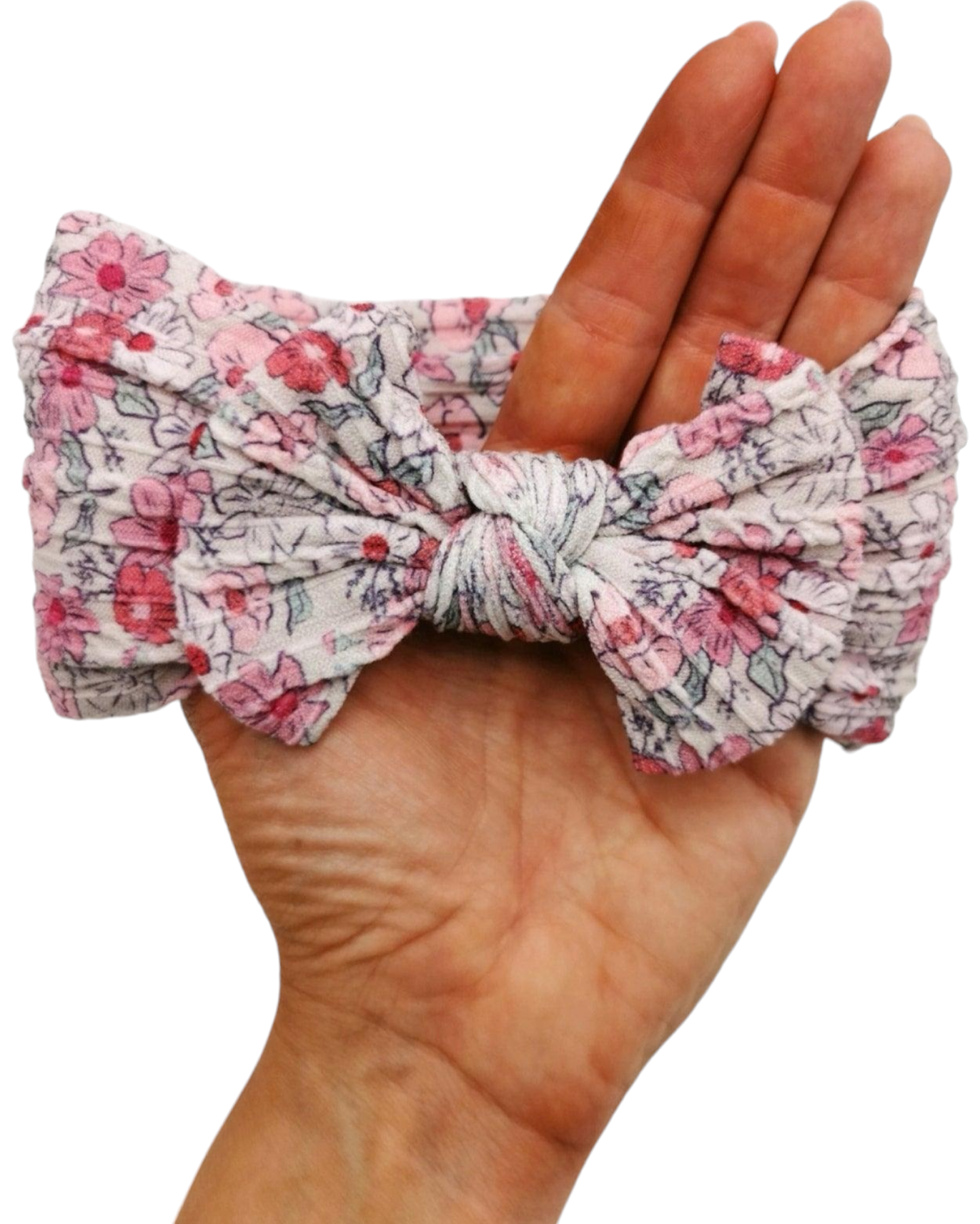 Dusty Pink Floral Smaller Bow Cable Knit Headwrap - Betty Brown Boutique Ltd