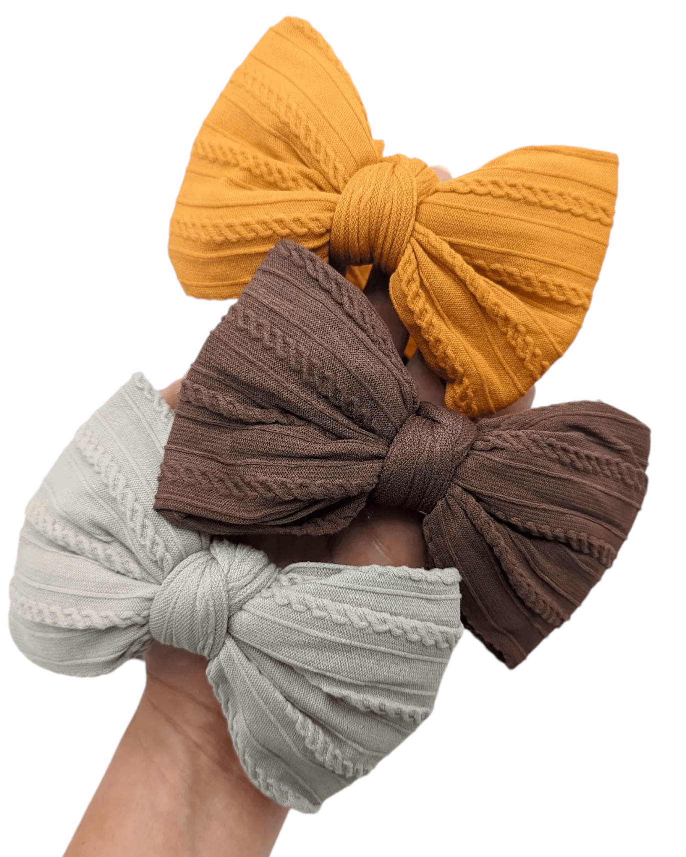 Larger Bow Cable Knit Headwrap - Betty Brown Boutique Ltd