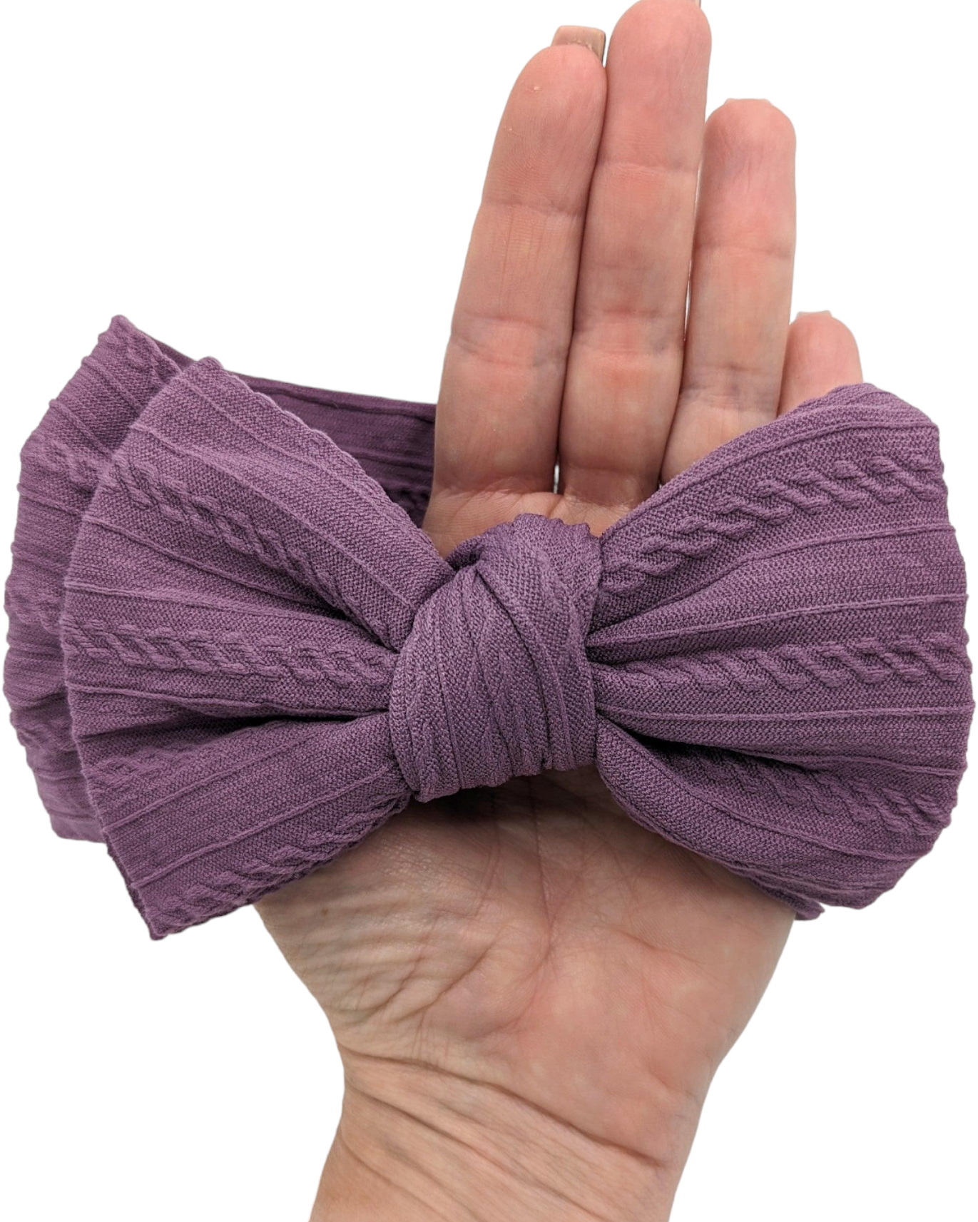 Purple Larger Bow Cable Knit Headwrap - Betty Brown Boutique Ltd