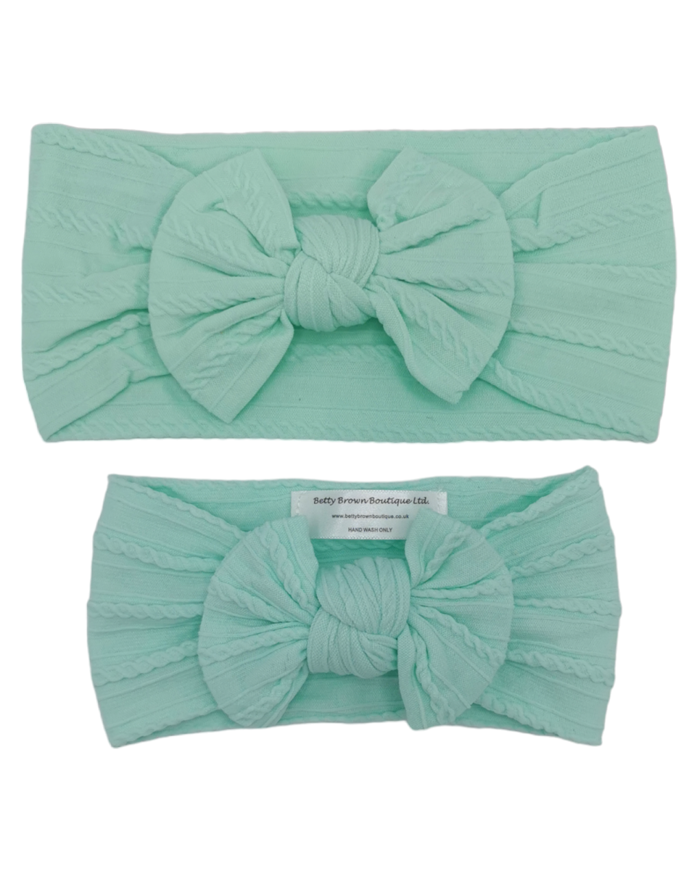 Mint Green Mummy and Me Cable Knit Headwraps - Betty Brown Boutique Ltd