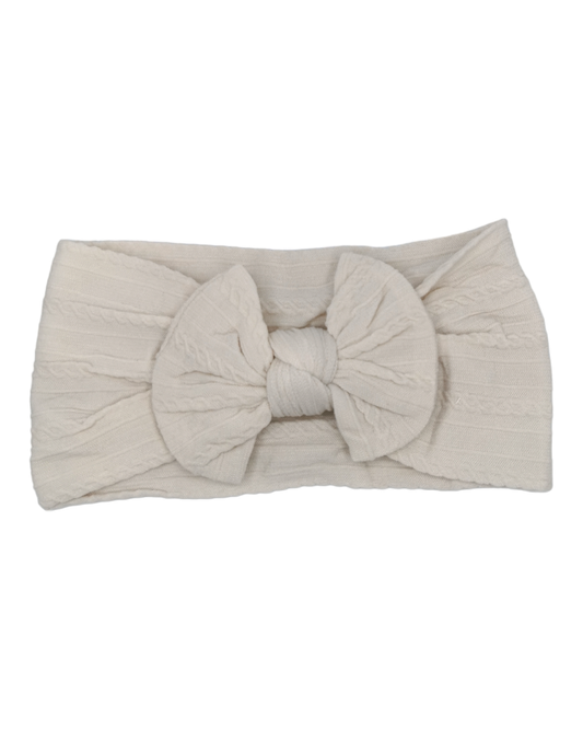 Adult Size - Ivory Cable Knit Bow Headwrap - Betty Brown Boutique Ltd