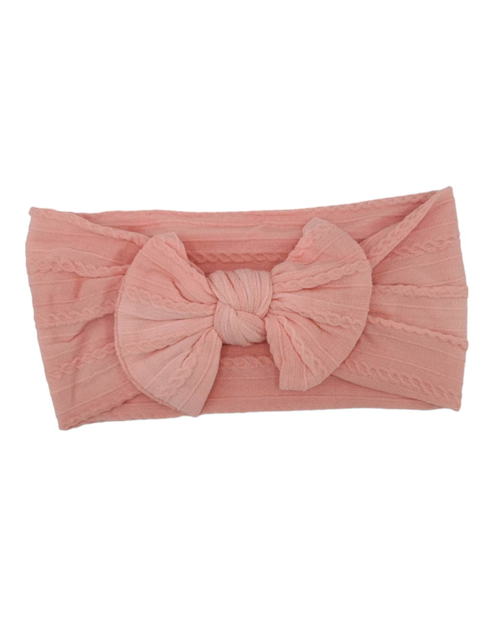 Adult Size - Pink Bow Cable Knit Headwrap - Betty Brown Boutique Ltd
