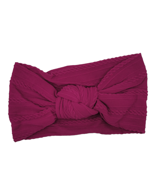 Raspberry Red Cable Knit Knot Headwrap - Betty Brown Boutique Ltd