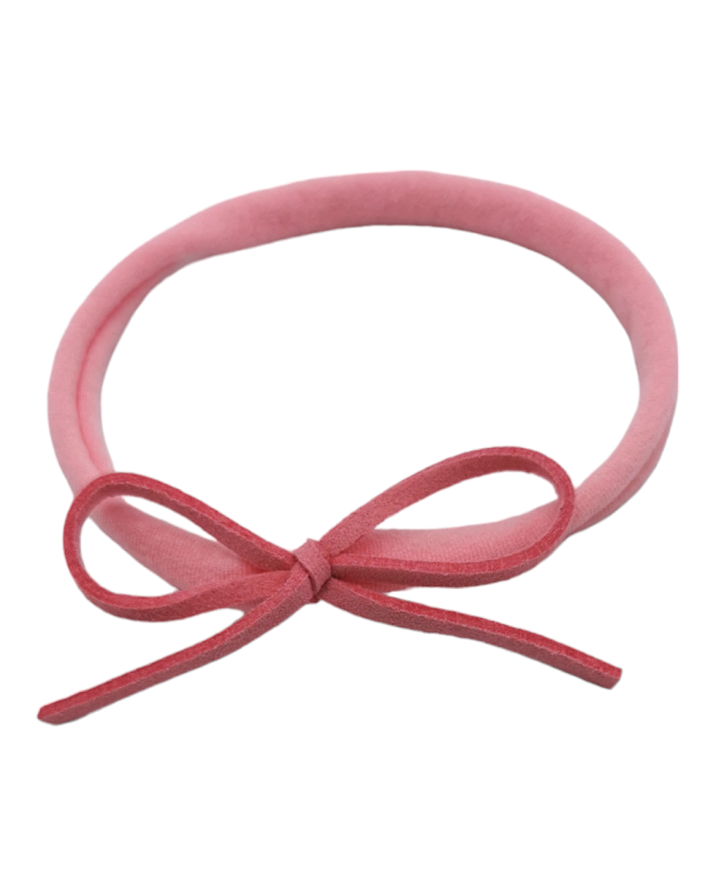Rose Pink Mini Cord Dainty Bow Headband - Betty Brown Boutique Ltd