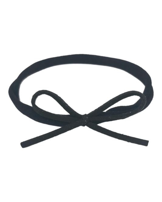 Black Mini Cord Dainty Bow Headband - Betty Brown Boutique Ltd