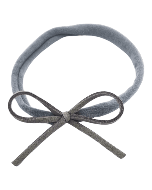 Grey Mini Cord Dainty Bow Headband - Betty Brown Boutique Ltd