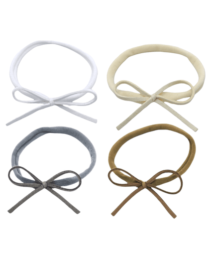 Pack of 4 - Mini Cord Dainty Bow Headband - Betty Brown Boutique Ltd