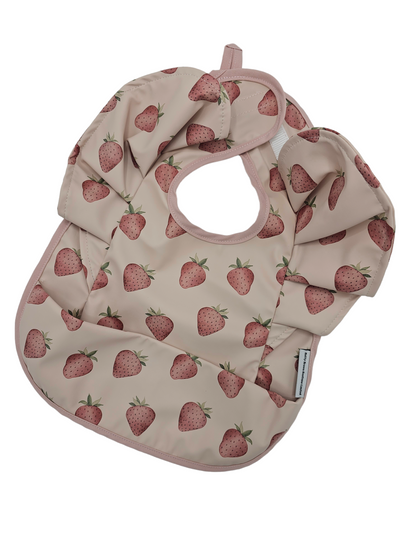 Dusty Pink Strawberry Frill Detailed Waterproof Bib