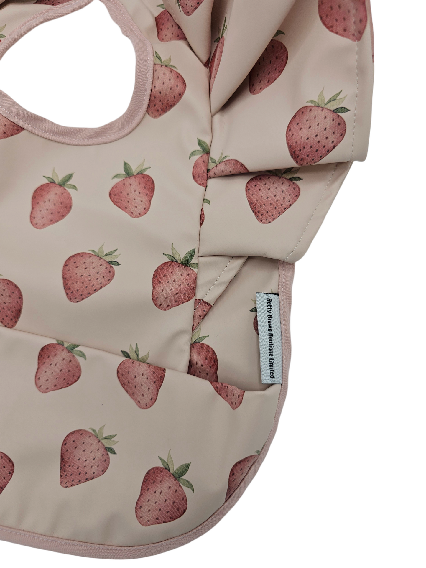 Dusty Pink Strawberry Frill Detailed Waterproof Bib