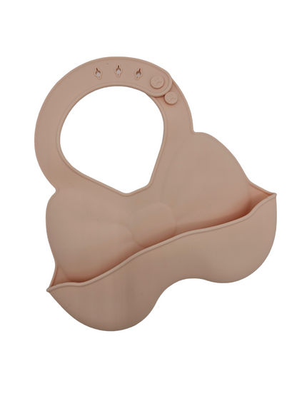Light Pink Bow Design Adjustable Waterproof Silicone Weaning Bib - Betty Brown Boutique Ltd