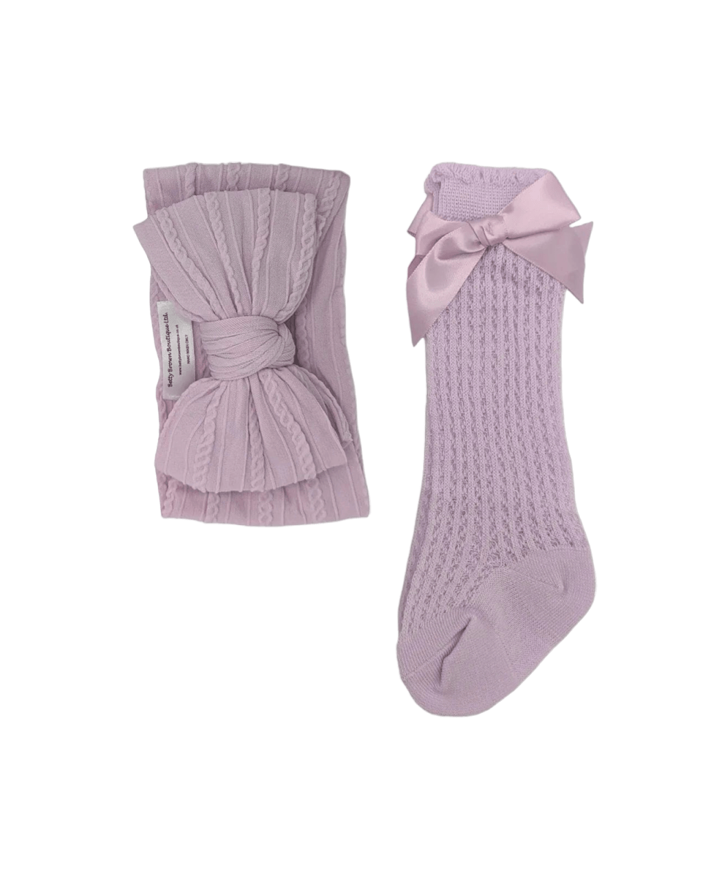 Our Bright Lilac Larger Headwrap & Knee High Socks Set - Betty Brown Boutique Ltd