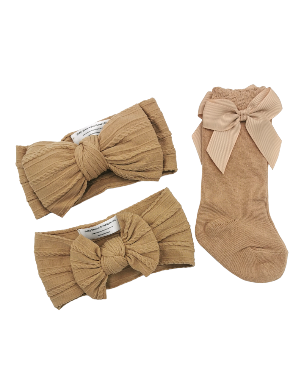 Our Coffee Larger, Smaller Headwrap & Knee High Socks Set - Betty Brown Boutique Ltd