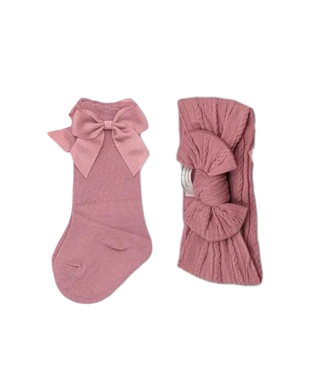 Our Light Berry Smaller Headwrap & Knee High Socks Set - Betty Brown Boutique Ltd