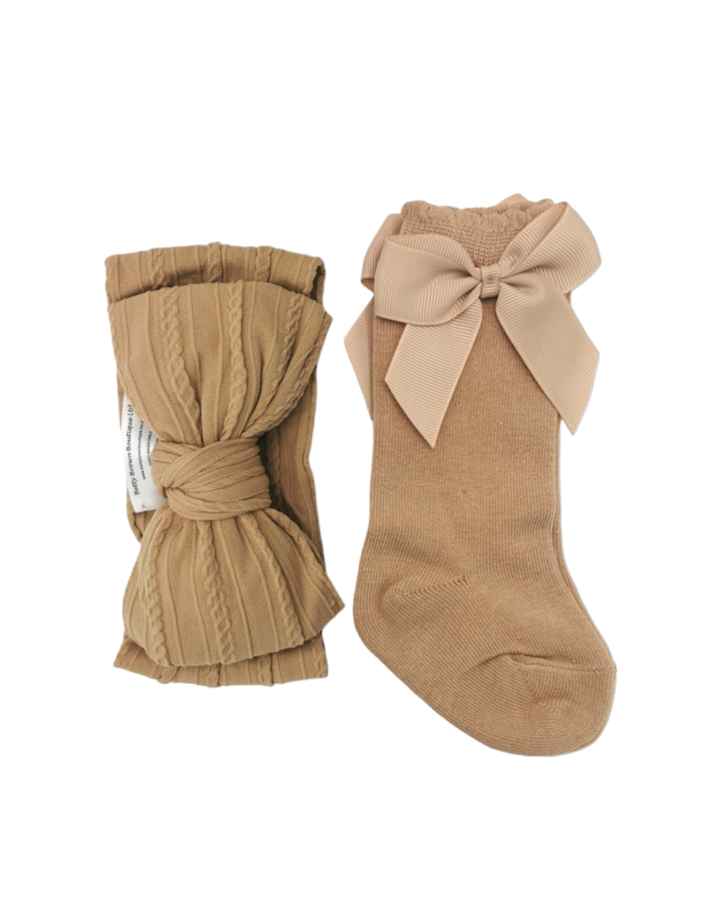 Our Coffee Larger Headwrap & Knee High Socks Set - Betty Brown Boutique Ltd