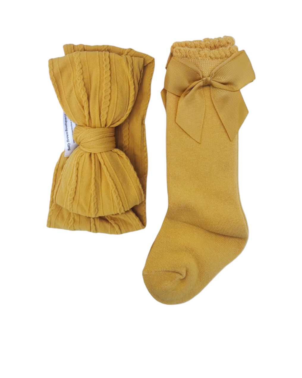 Our Dandelion Larger Headwrap & Knee High Socks Set - Betty Brown Boutique Ltd