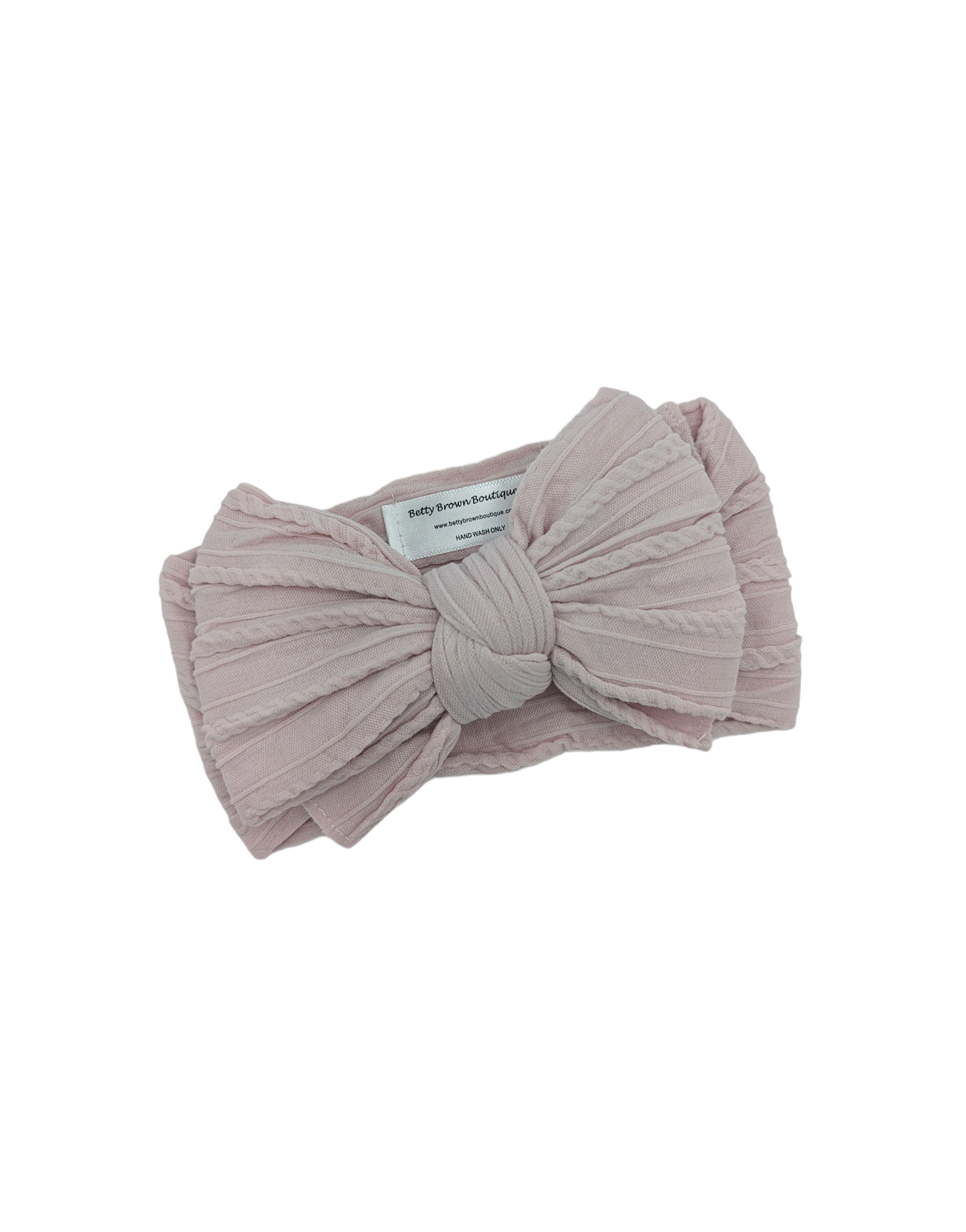 Pale Mauve Larger Bow Cable Knit Headwrap - Betty Brown Boutique Ltd