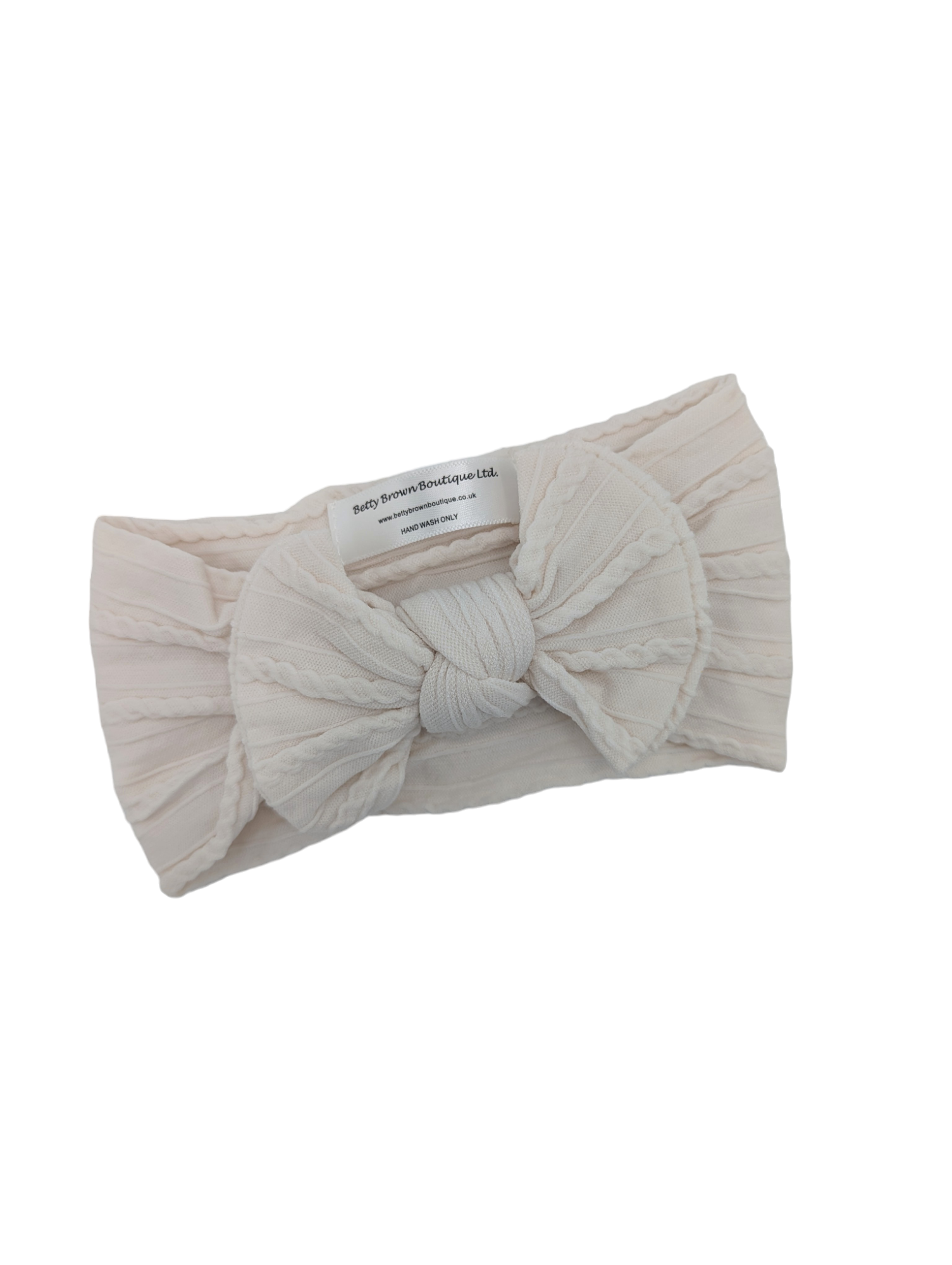 Ivory Smaller Bow Cable Knit Headwrap - Betty Brown Boutique Ltd