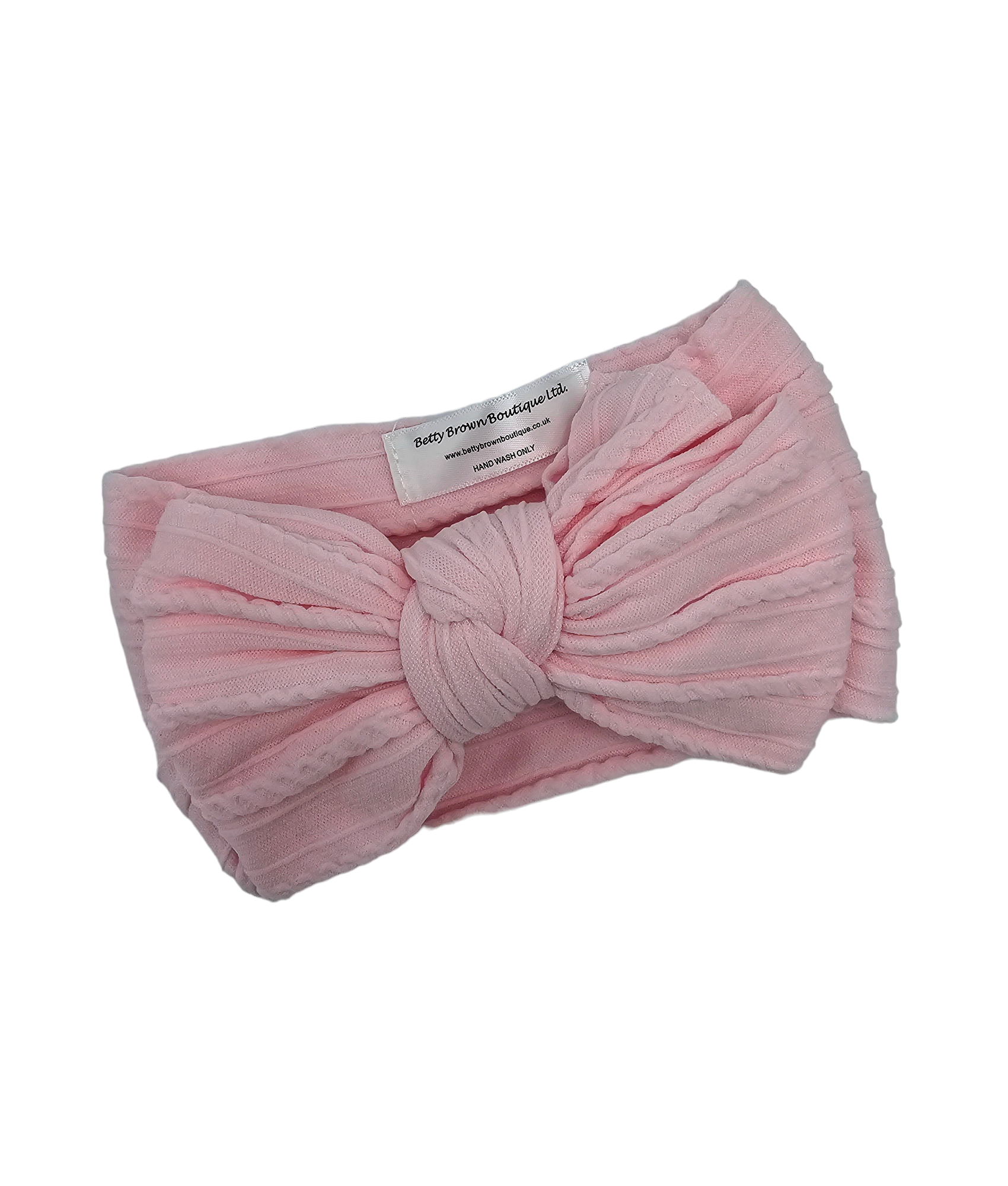Pink Lemonade Larger Bow Cable Knit Headwrap - Betty Brown Boutique Ltd