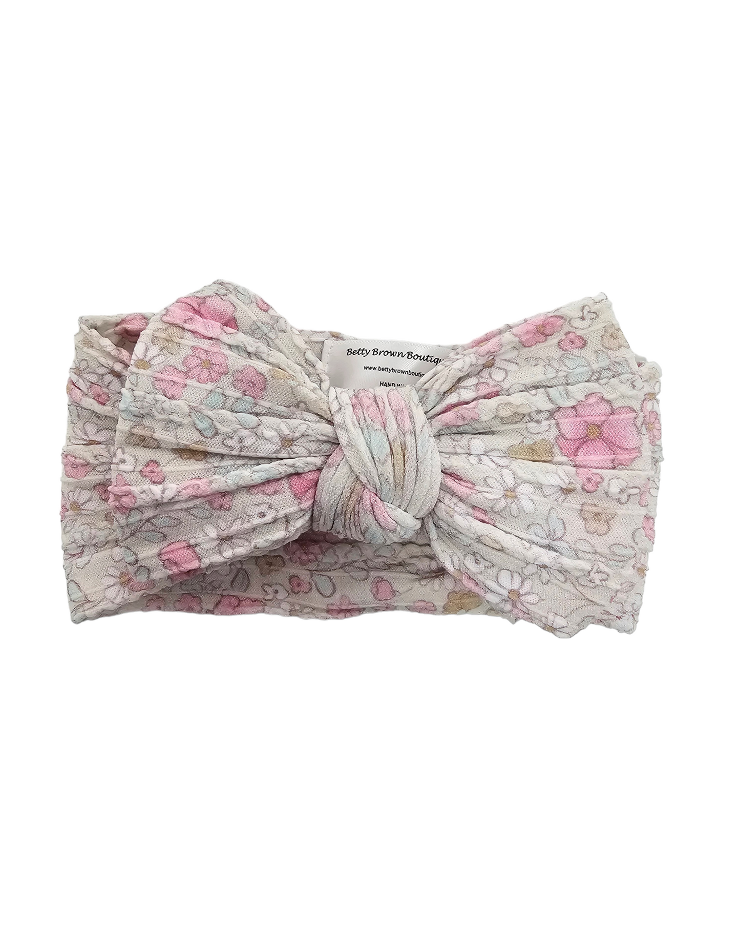 Ditsy Daisy Larger Bow Cable Knit Headwrap - Betty Brown Boutique Ltd
