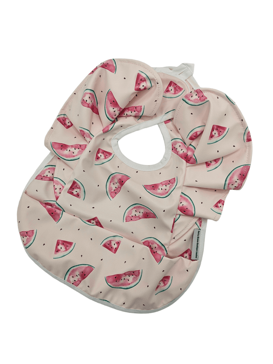 Pink Watermelon Print Frill Detail Waterproof Bib - Betty Brown Boutique Ltd