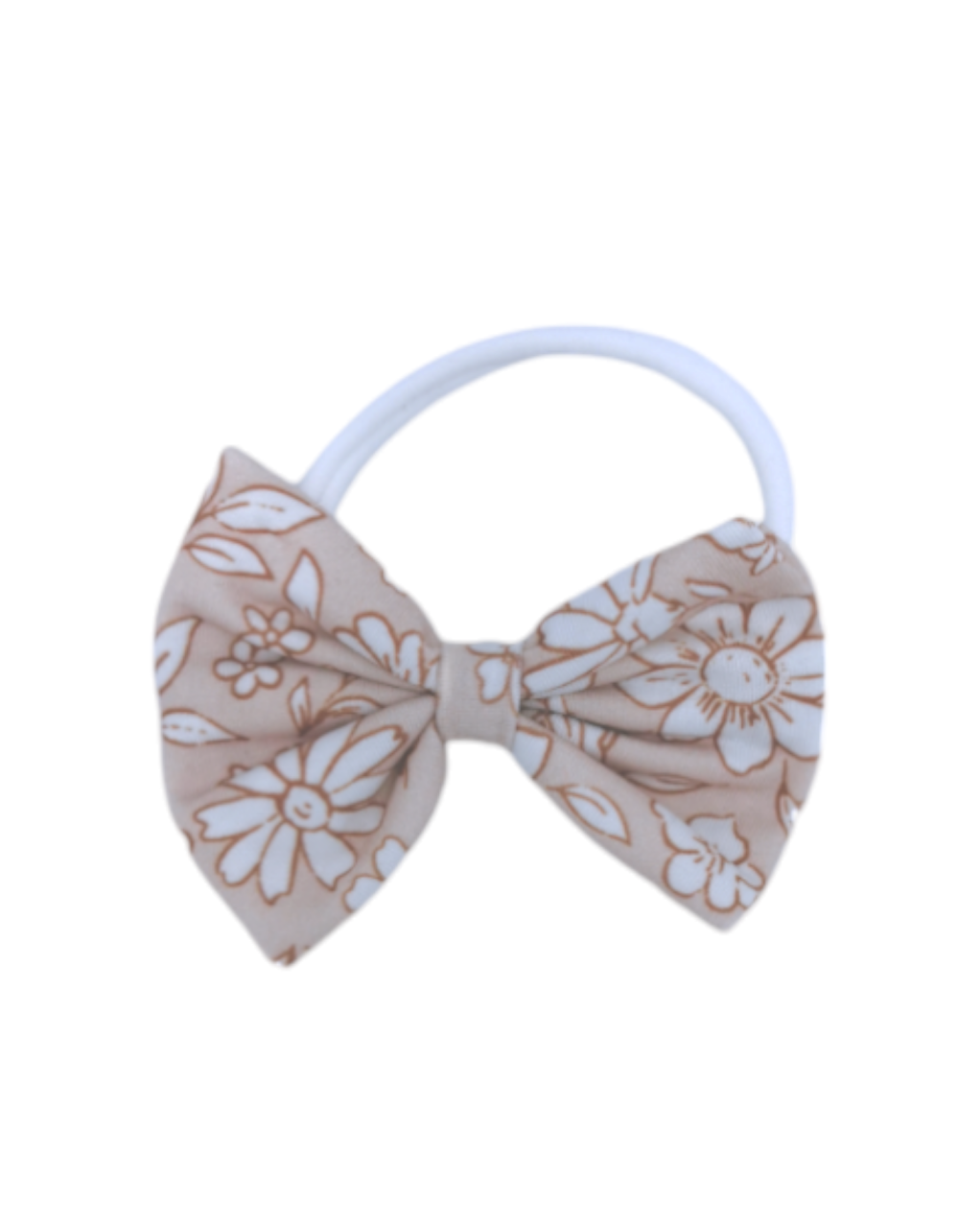 3.5 inch Beige Floral Bow Headband - Betty Brown Boutique Ltd