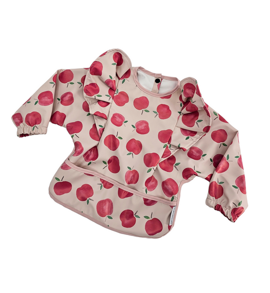 Apple Frill Detail Waterproof Bib with Sleeves - Betty Brown Boutique Ltd