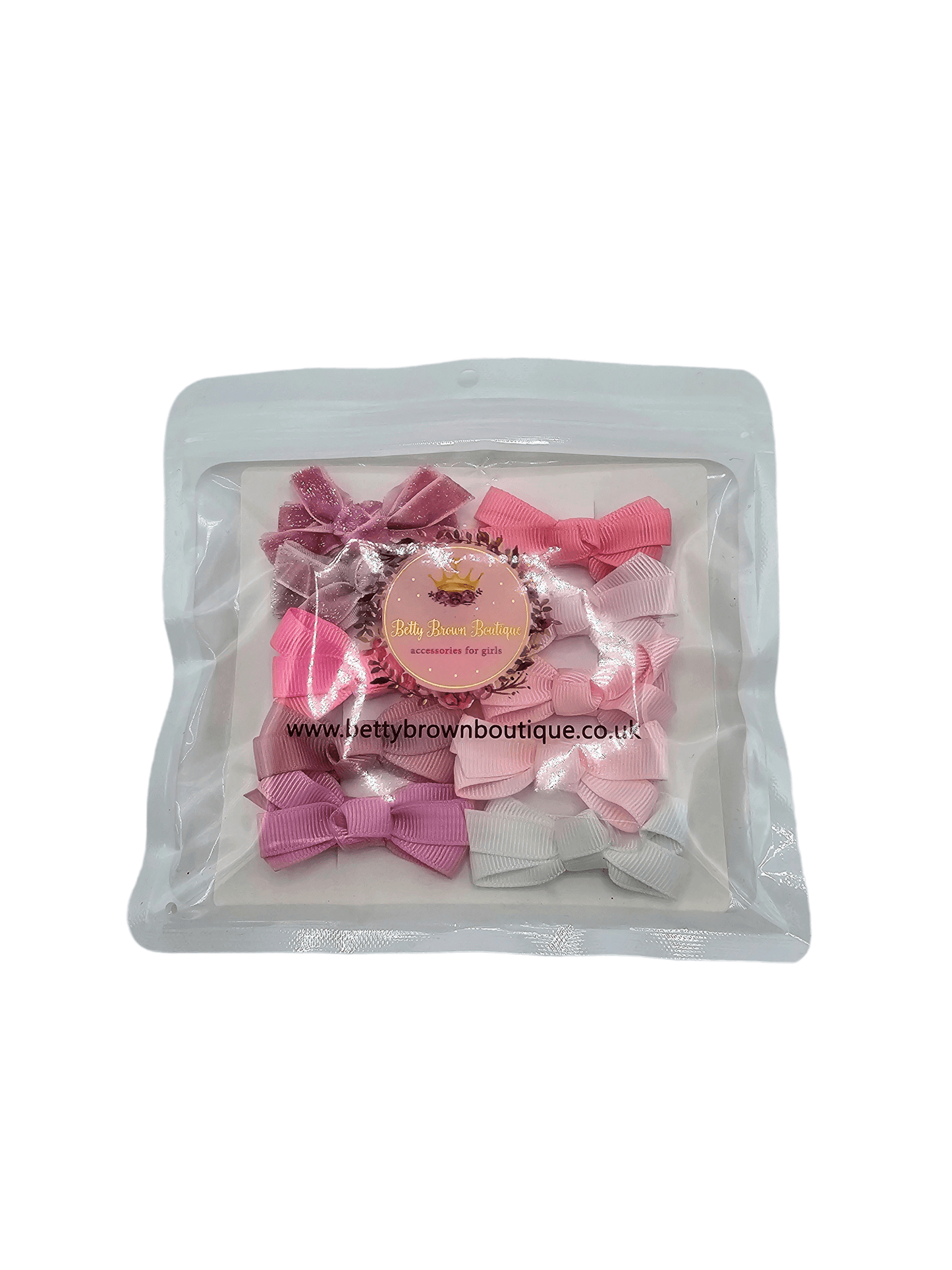 Pink Sparkle Pack of 10 My First 2 inch Bow Clips - Betty Brown Boutique Ltd