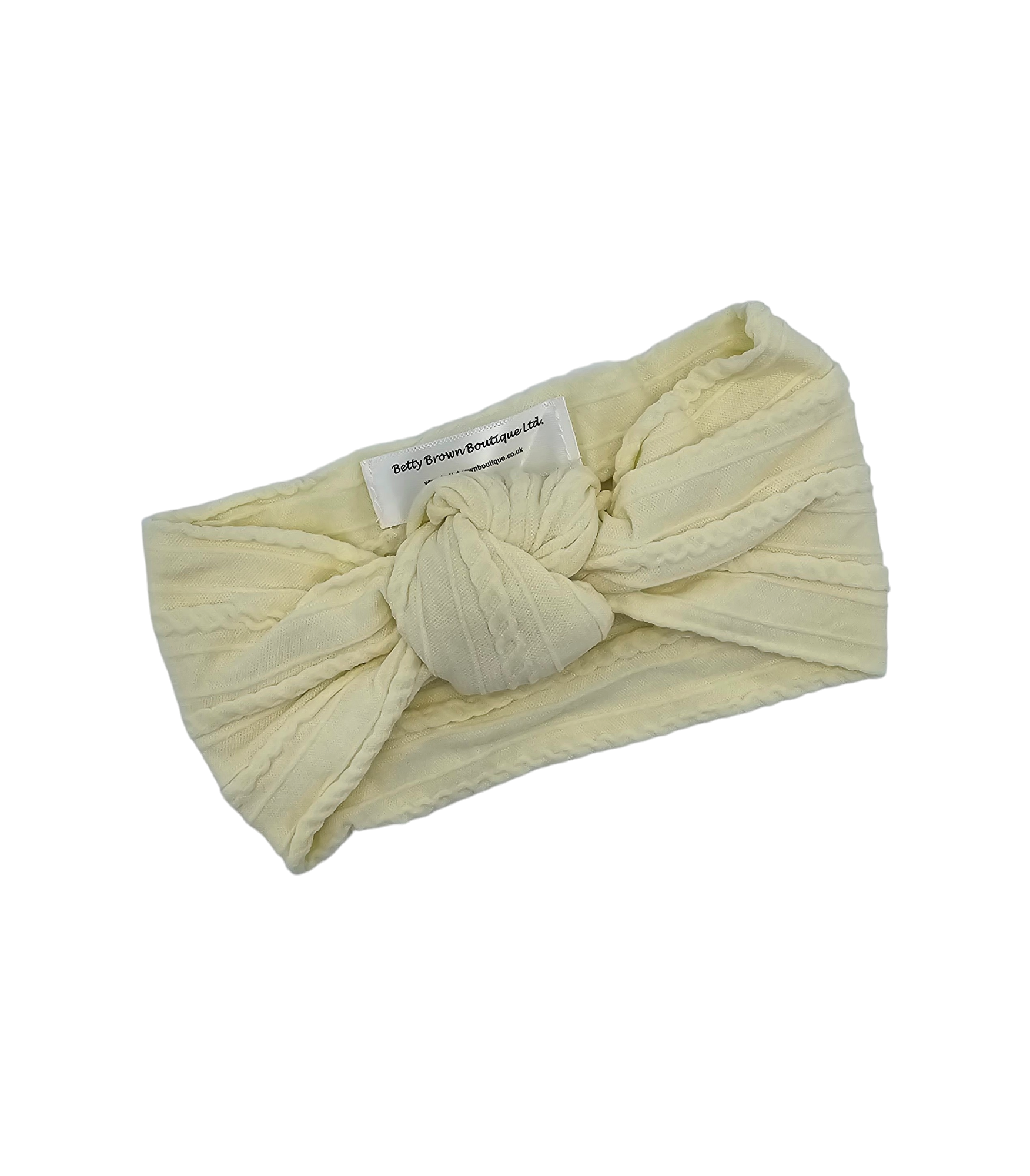 Custard Cable Knit Knot Style Headwrap - Betty Brown Boutique Ltd
