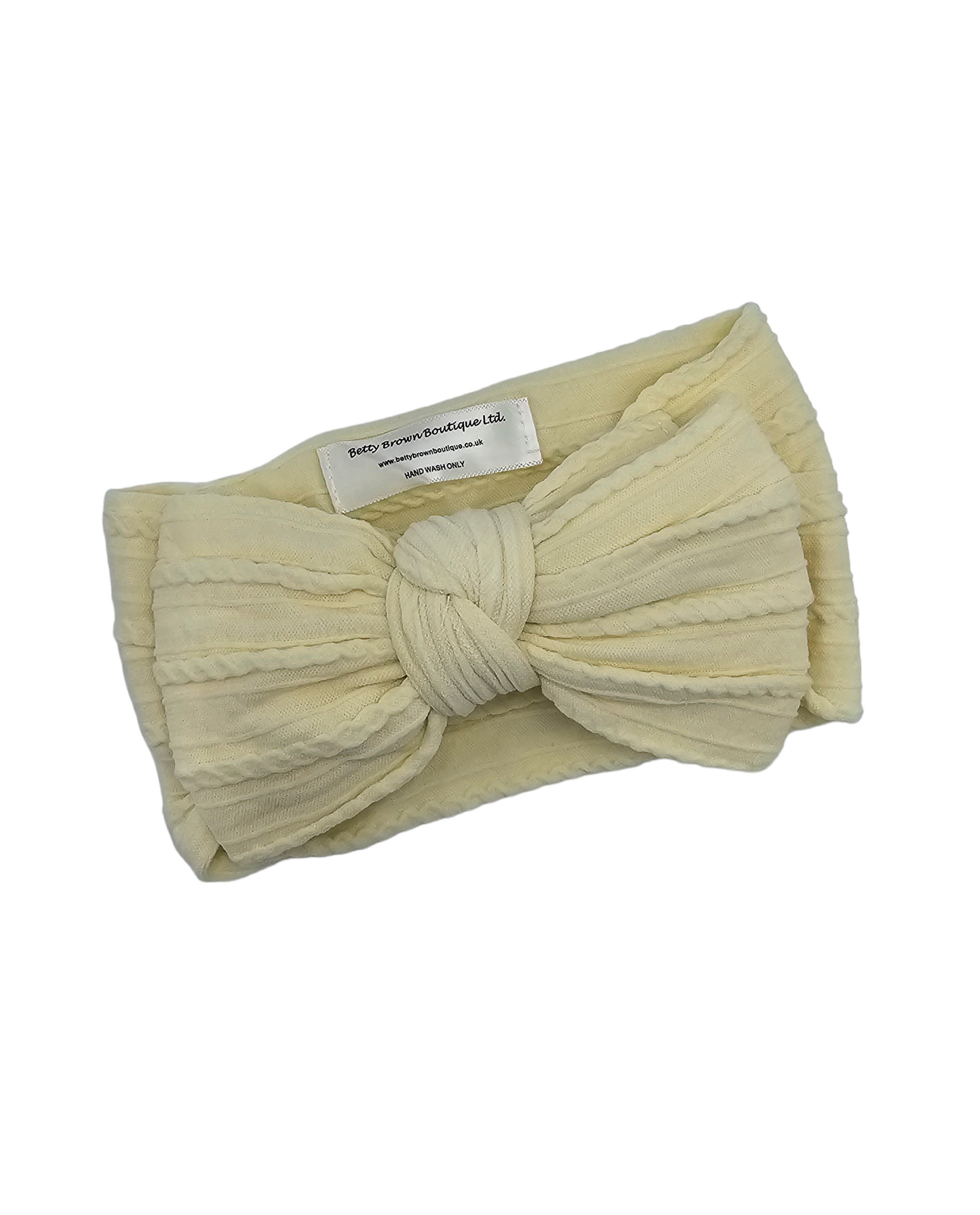 Custard Larger Bow Cable Knit Headwrap - Betty Brown Boutique Ltd