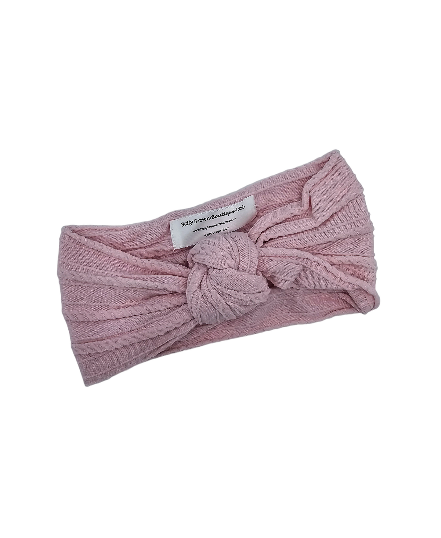 Blush Pink Cable Knit Knot Headwrap - Betty Brown Boutique Ltd