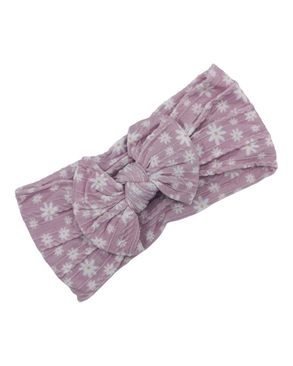 Adult Size - Violet Daisy Cable Knit Bow Headwraps