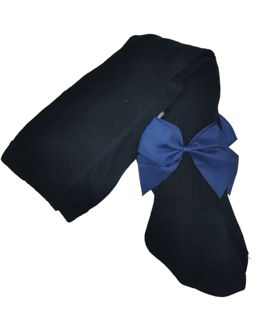 Black Tights With Navy Blue bow