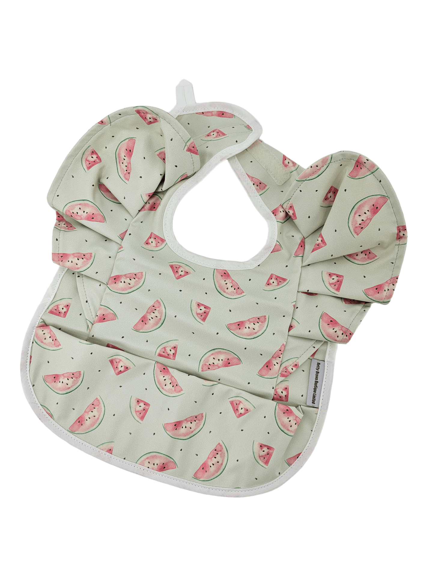 Mint Green Watermelon Print Frill Detail Waterproof Bib