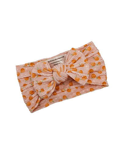 Peaches Print Smaller Bow Cable Knit Headwrap - Betty Brown Boutique Ltd