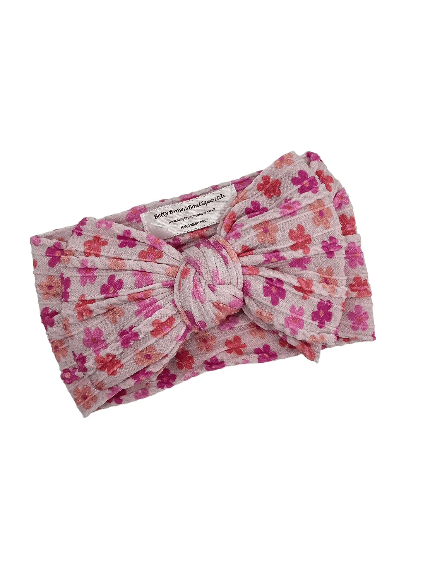 Pink Daisy Larger Bow Cable Knit Headwrap - Betty Brown Boutique Ltd