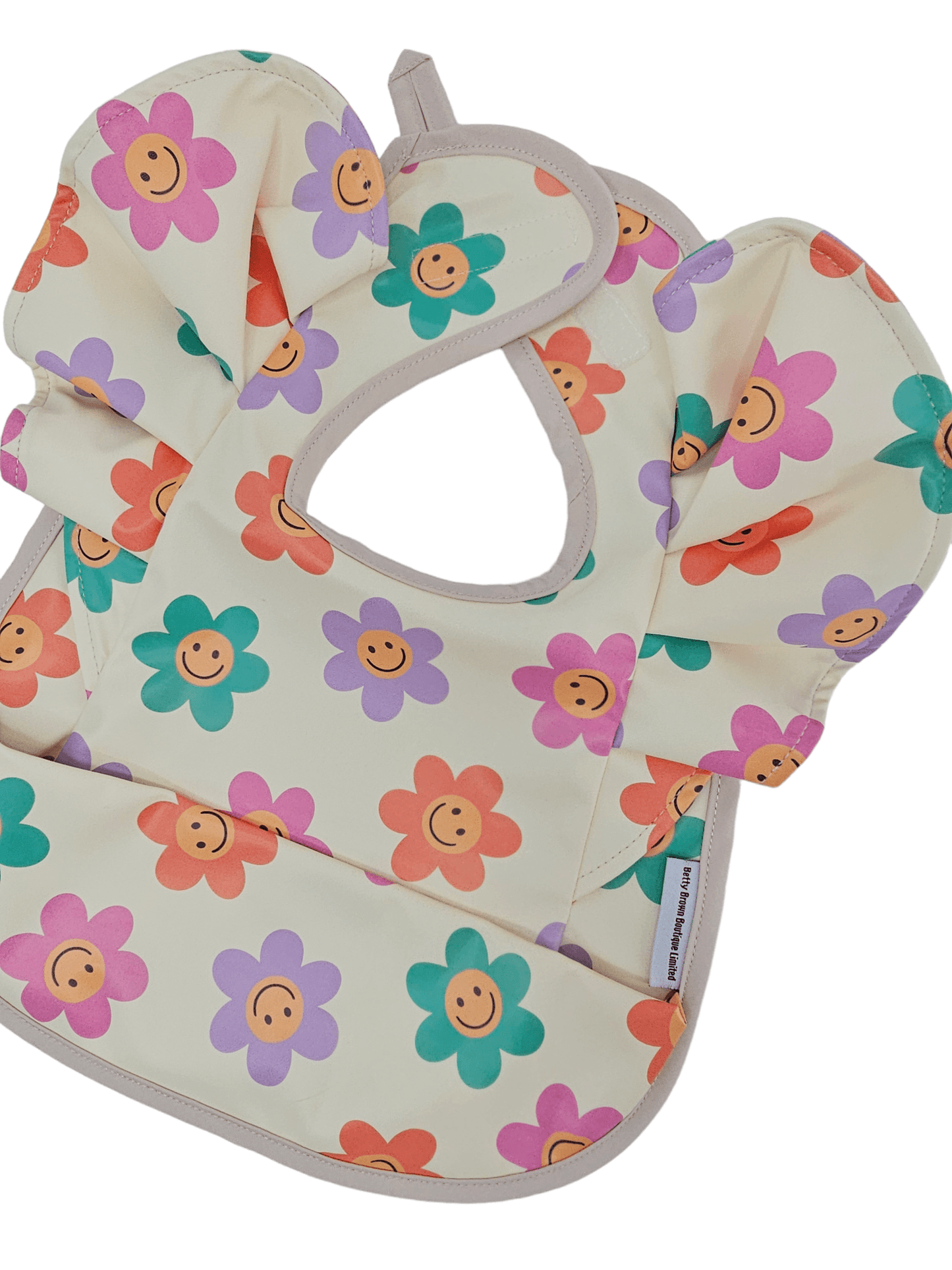 Smiley Daisy Print Frill Detail Waterproof Bib