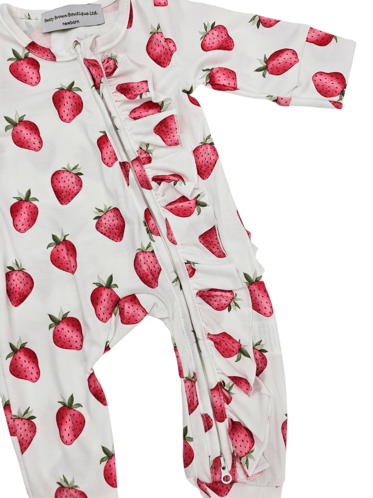 White Strawberry Frill Detail Sleepsuit