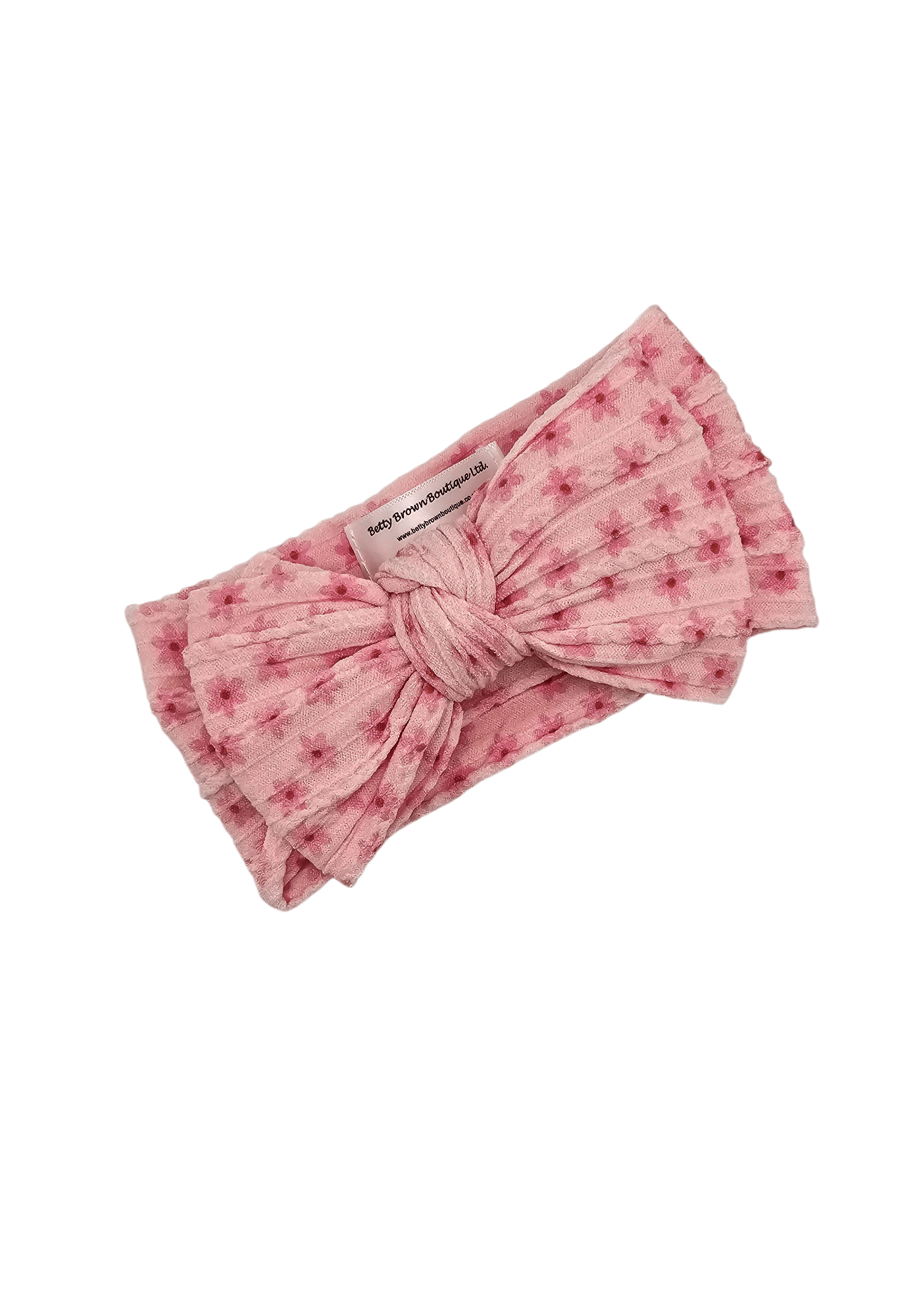 Pink Boho Daisy Larger Bow Cable Knit Headwrap - Betty Brown Boutique Ltd