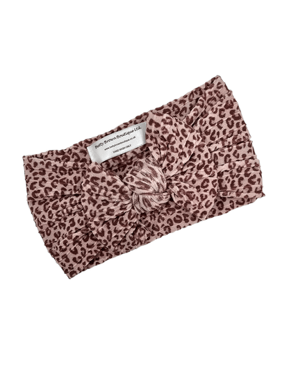 Leopard Print Smaller Bow Cable Knit Headwrap - Betty Brown Boutique Ltd